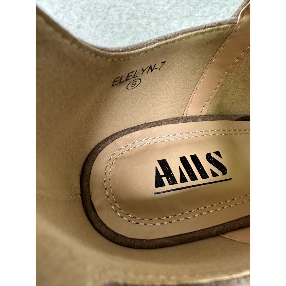 Ams ELELYN-7 Taupe Faux Suede Peep Toe Ruched Ankle Booties Heels Size 9 - Picture 7 of 9